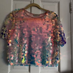 Fun concert iridescent crop top
